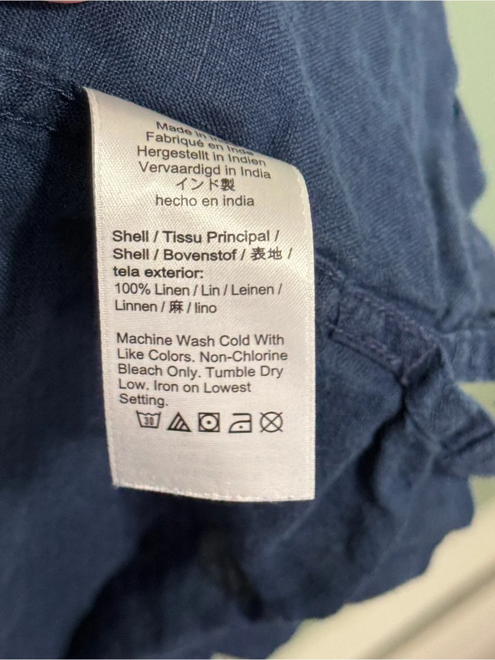 J.Crew Irish Linen Short Sleeve Button Up in Navy